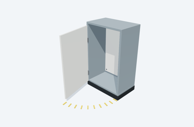 Enclosure door swing envelope: equipment preview
